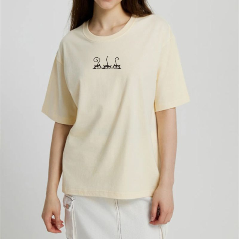Maglietta a maniche corte con stampa a cravatta per donna, estiva, nuova e versatile, con scollo rotondo stampato, alla moda e comoda._voghion.com