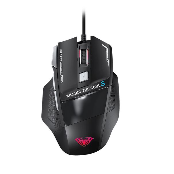 Mouse da gioco cablato S12 con illuminazione RGB, 7 pulsanti programmabili, 3000 DPI, design ergonomico per giocatori su PC e laptop_voghion.com