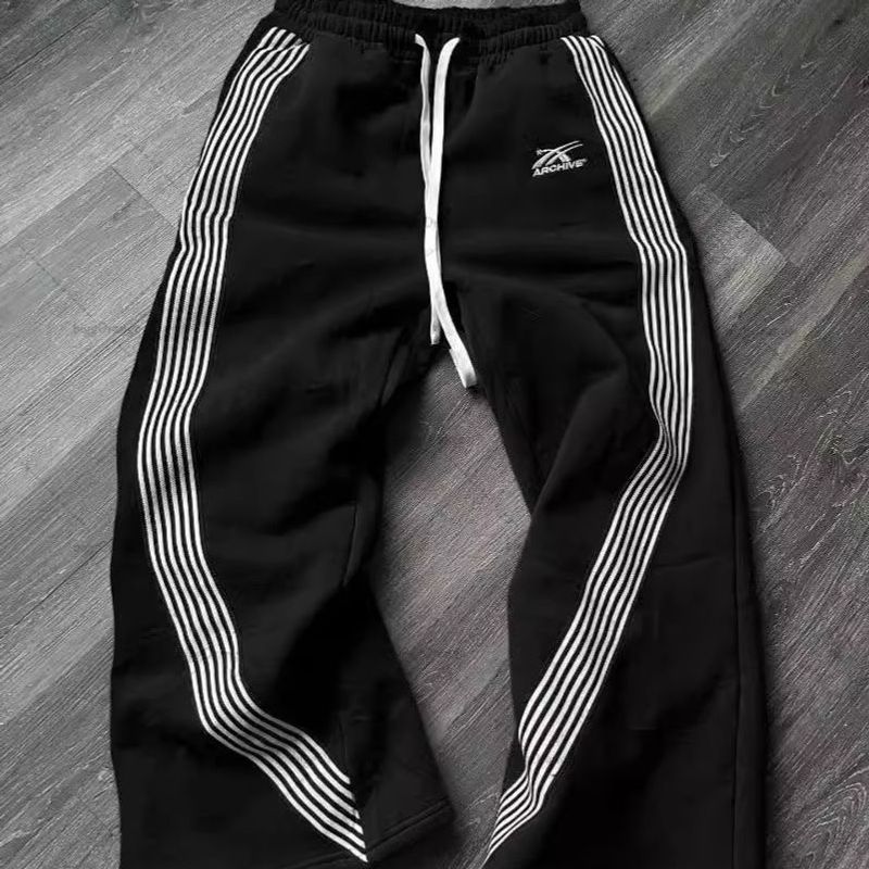 Modetrend Amerikanischer Stil Persönlichkeit Street Hip-Hop Gestreifte Casual Männer Neue Lose Gerade Lange Hosen_voghion.com