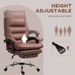 Vinsetto Microfibre Massage Office Chair, Heated Reclining Chair With Footrest, Double-tier Padding, Swivel Wheels, Coffee_voghion.com