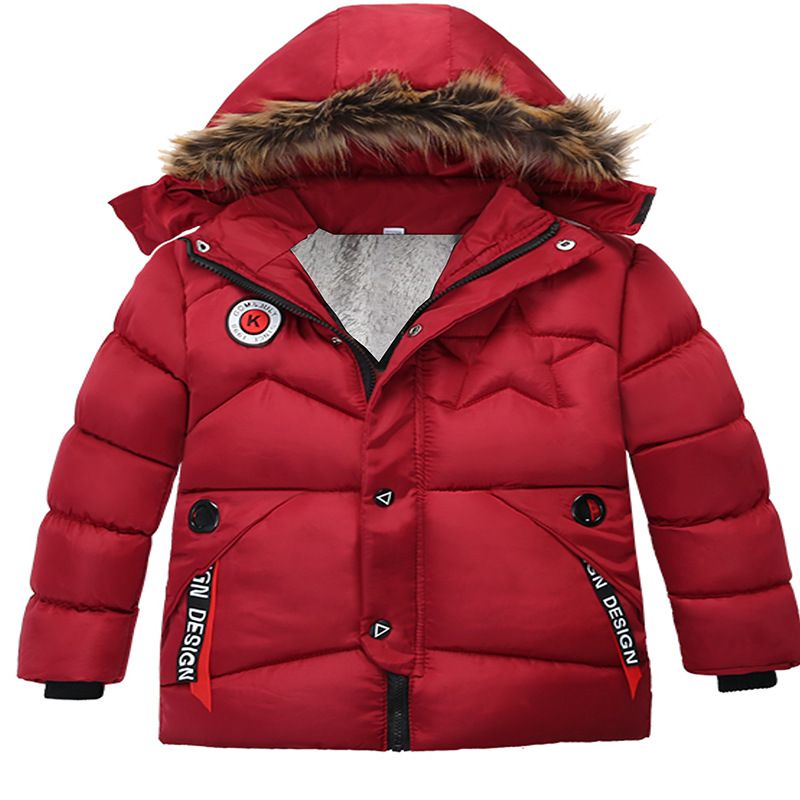 Boys' Winter Hooded Padded Jacket – Warm Fleece-Lined Coat For 3-7 Year Olds (Royal Blue/Red/Black) – Windproof Korean-Style Parka_voghion.com