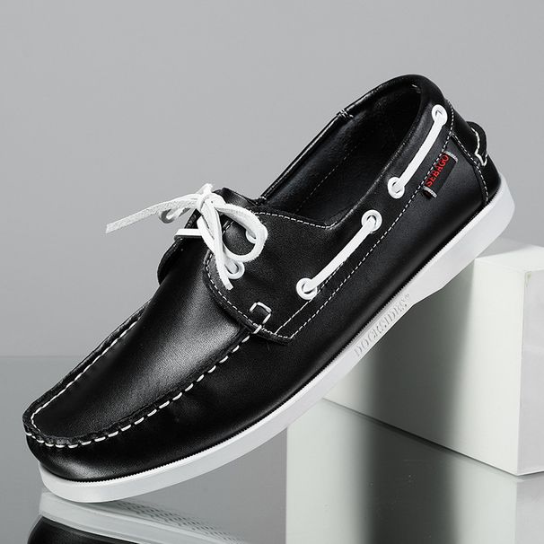 Quality Sailing Genuine Large Size Breathable Trendy Casual Men's Leather Shoes_voghion.com