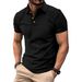 2025 Summer New Simple Solid Color Men's Button Jacquard Casual Short Sleeved Polo Shirt_voghion.com