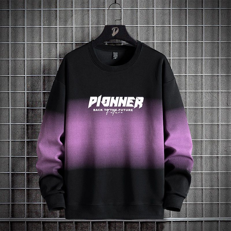 Maglione casual largo e largo da uomo, primavera e autunno, con scollo rotondo, a maniche lunghe, di grandi dimensioni, di colore sfumato_voghion.com