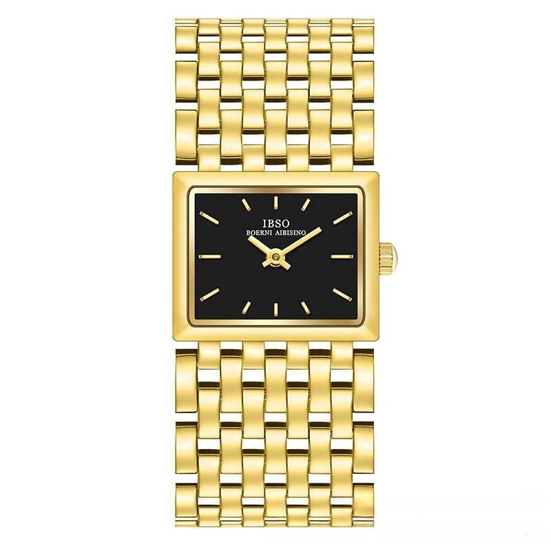 IBSO Aibisino 1059 Square Dial Watch For Women Hollow Strap Vintage Style Gold Light Niche_voghion.com