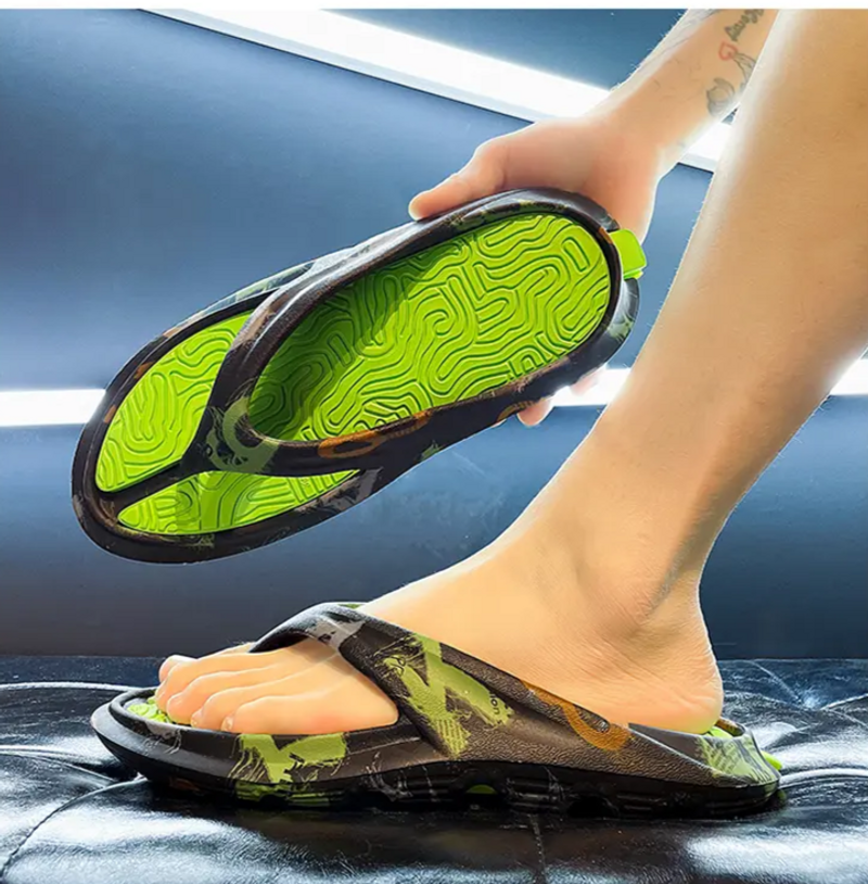 Zebra oversized herringbone summer slippers, sandals, men's beach shoes_voghion.com