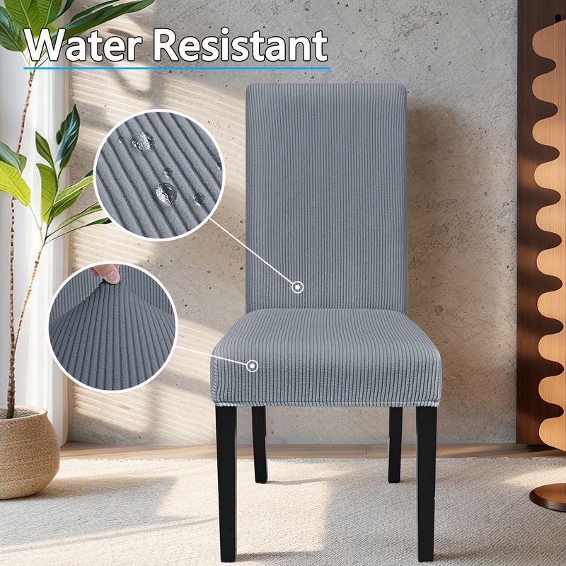 Polyester Jacquard Fluwelen Waterdichte Stoelhoezen - Verdikte Anti-Kras Elastische Hoezen voor Eetkamerstoelen - 220GSM Duurzame Stof_voghion.com