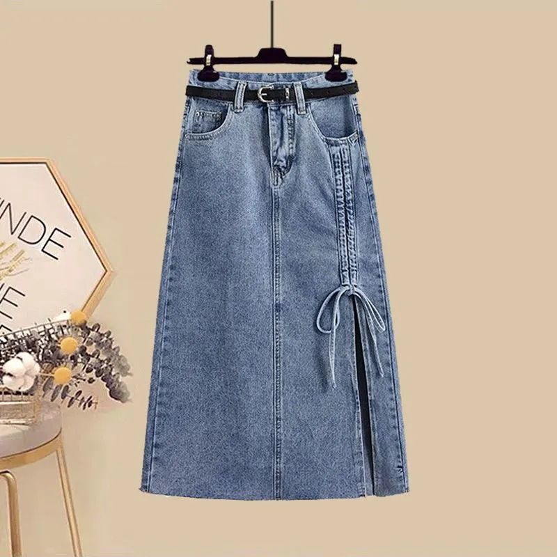 Women's Clothing Autumn outfit a complete set 2024 new fashion salty   two piece shirt high waist denim skirt two piece_voghion.com