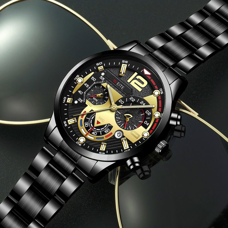 Calendar Steel Band Multi color Men's Watch Glow Pointer Large Digital Monopoly_voghion.com