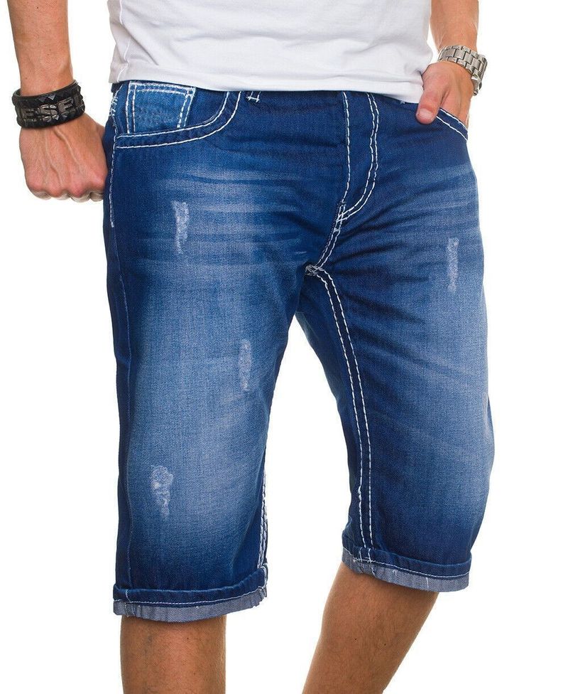 New 2024 Men's Elastic Denim Shorts_voghion.com