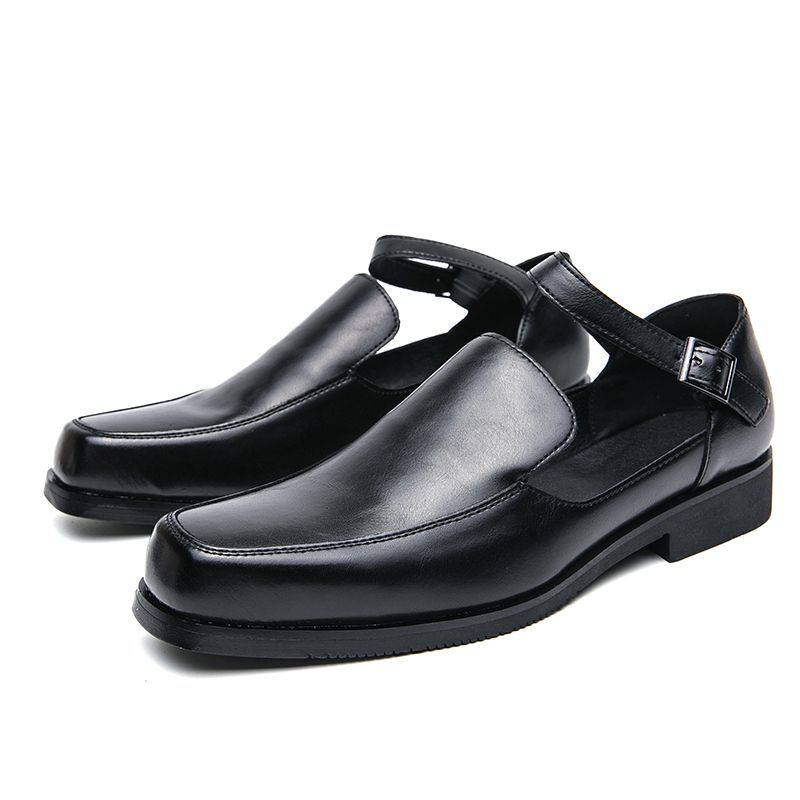 Heren nieuwe zomer ademende sandalen Casual vierkante neus kleine leren schoenen_voghion.com