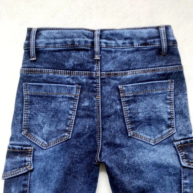 Salopette en denim pour garçons, pantalon multi-poches, revers de pied décontracté, vêtements pour enfants, jeans, offre exclusive transfrontalière_voghion.com