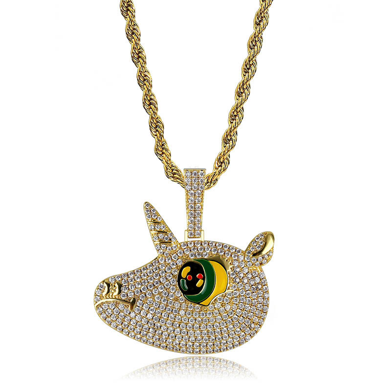 Ins Fashion Personalized Unicorn μενταγιόν Χαριτωμένο, πολύχρωμο, μεγάλα μάτια, μικρο σετ κολιέ ζιργκόν_voghion.com