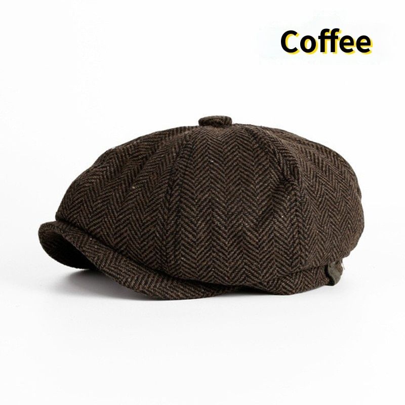 Retro svájci brit gyapjúkeverék, vintage halszálkás tweed férfi alkalmi újságsapka lapos sapka_voghion.com