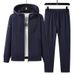 Zweiteiliger Herren-Sportanzug für Frühling und Herbst, geeignet für junge und mittelalte Männer, mit Kapuze, einfarbig, langärmelig und mit langer Hose._voghion.com