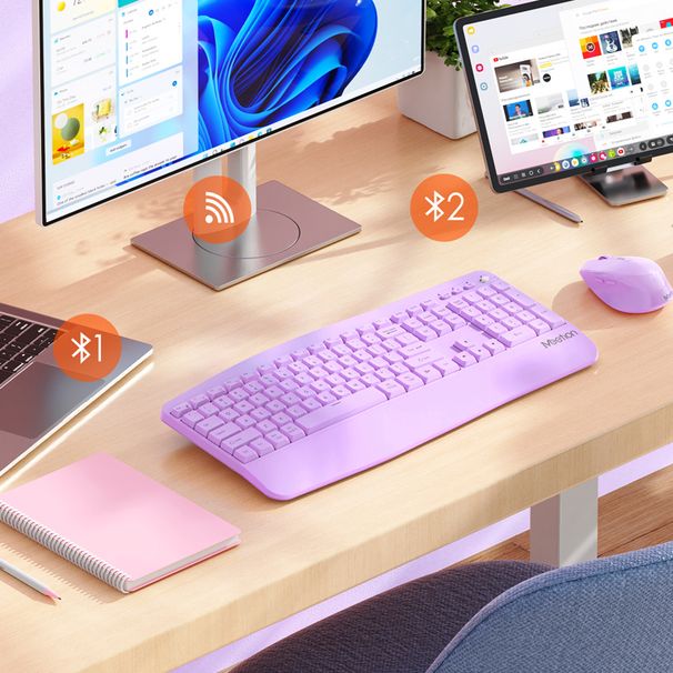 Meetion Mishen Directora Draadloze Muisset Ergonomisch Kantoor Dempen Opladen Bluetooth Toetsenbord_voghion.com