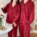 2024 neuer Internet-Promi-Herbst aus reiner Baumwolle, lässiger und festlicher Pyjama für Hochzeitspaare, einfaches zweiteiliges Home-Outfit_voghion.com