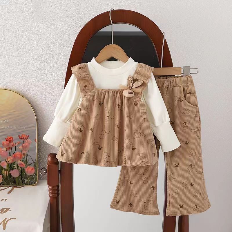 Mädchen Frühling Und Herbst Kaninchen Drei Stück Set Neue Internet Celebrity Split Koreanische Mode Super Nette Baby Mädchen Herbst Und Winter set_voghion.com