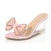 Fairycore Crystal Bow Slides Korean Summer Wedge Sandals For Women Elegant Rhinestone Decor Comfortable Platform Heels_voghion.com