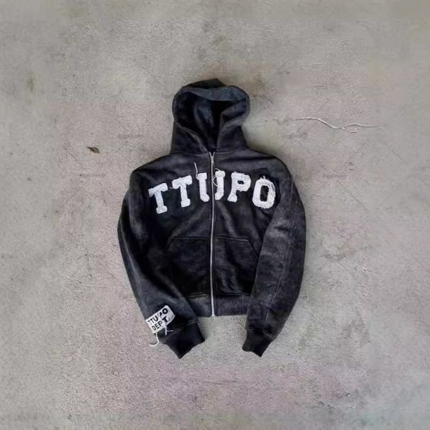 Retro High Street Y2K Trendy Marke Brief Druck Casual Paar Pullover Mit Kapuze_voghion.com