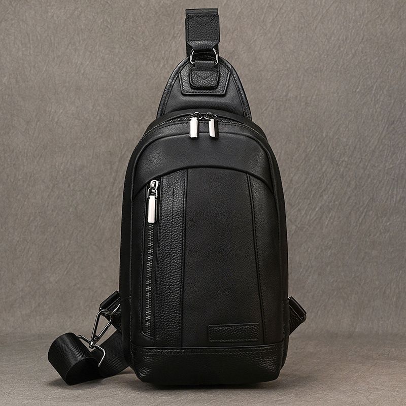 Echtes Leder Herren Schwarz Große Kapazität Umhängetasche Schultertasche 2025 Herbst/Winter Neue_voghion.com