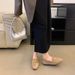Miting Suede Metal Buckle Flat Loafers For Women Spring And Autumn Round Toe Slip-On Soft Sole Moccasins Single Shoes_voghion.com