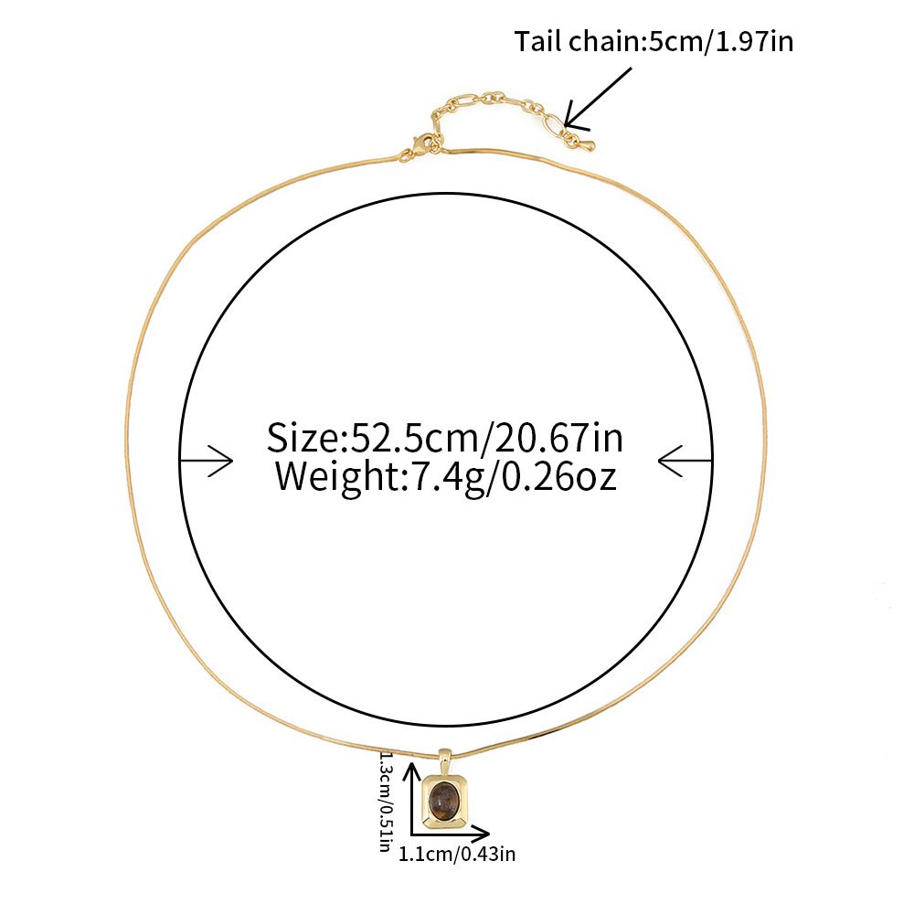 Collier en acier inoxydable avec perles naturelles, pierre œil de tigre Melad, chaîne longue de qualité supérieure, résistante à la lumière, automne_voghion.com