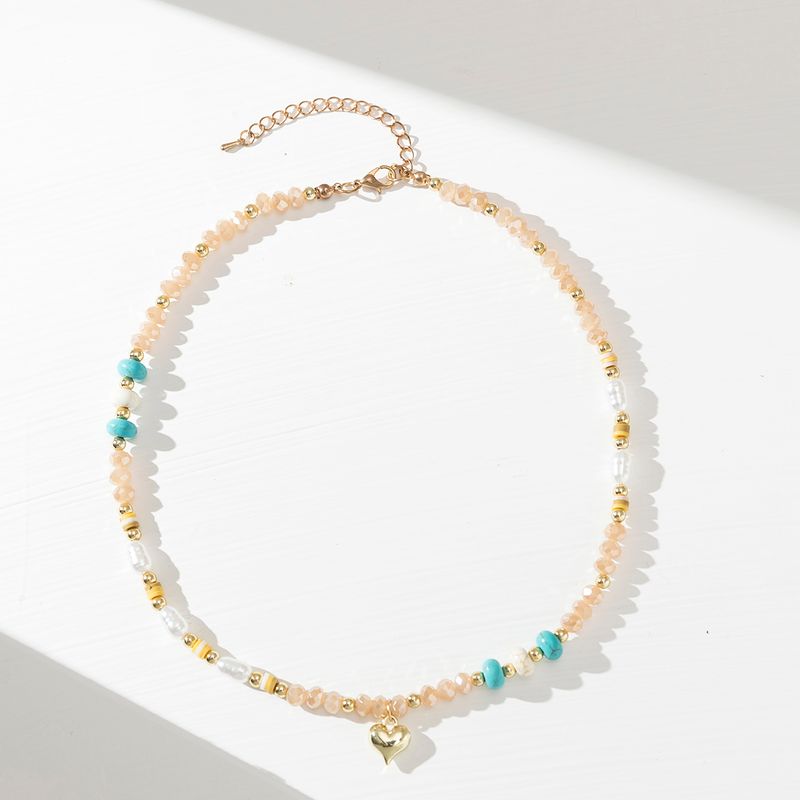 Beach Simple Style Colorful Artificial Crystal Beaded Women's Necklace_voghion.com