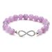 Damenschmuck Amethyst Stretch-Armband Elastischer Perlenschmuck mit weißen türkisfarbenen Zirkonia-Silber-Abstandshalterperlen Unendlichkeitssymbol-Design_voghion.com