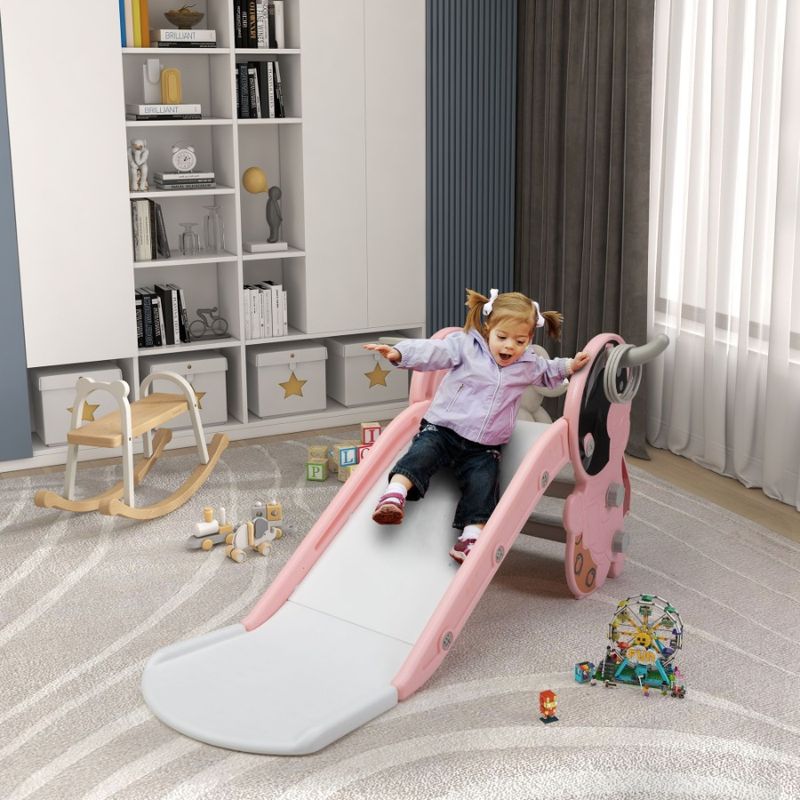 Toddler Slide For Indoor Use, Pink+White_voghion.com