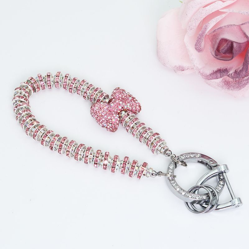 Chaveiro feminino de argila luxuosa com laço de diamante completo e anti-perda, anel de diamante, pulseira, pingente de celular com diamante_voghion.com