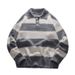 Herren-Retro-Strickpullover mit halbem Reißverschluss – Pullover mit Streifen und kontrastierendem Kragen, lässige Loungewear für Herbst und Winter_voghion.com