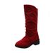 Damen 2025 Herbst Winter Neue Mode Wildleder Slip-On High Low Heel Plus Size Overknee Stiefel für Frauen_voghion.com