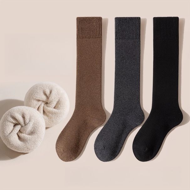 Calzini al polpaccio da uomo invernali spessi e spessi, in puro cotone, caldi e assorbenti, neri, da uomo, modello Northern_voghion.com