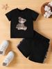 Cross Border INS Sommeranzug für Säuglinge und Kleinkinder im Bären-Print mit kurzärmeligem Oberteil und karierten Shorts_voghion.com