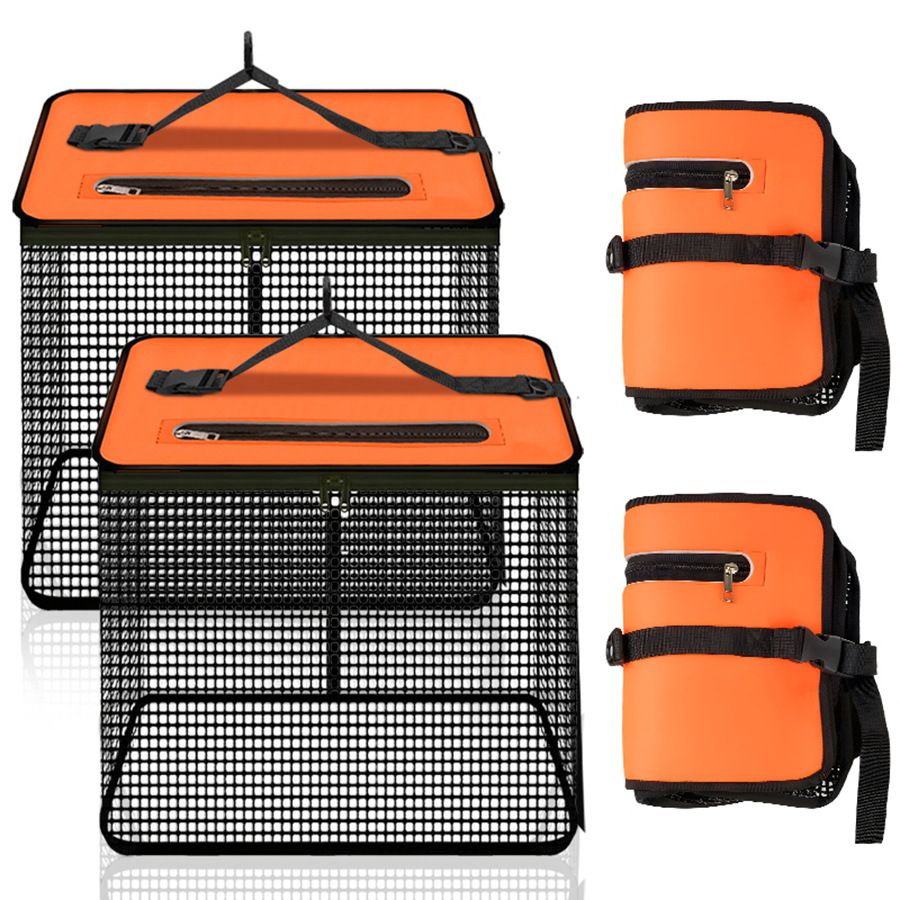 Thickened Floating Fishing Black And Orange Glue Quick-Dry Portable Design Coated Storage Fish Protection Net Bag_voghion.com