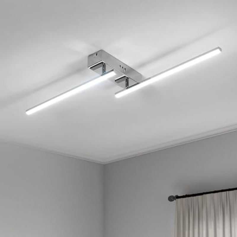 GOECO LED-Deckenleuchte im geraden Design, Chromfarbe, 84 x 6 x 7 cm, weißes Licht 6500 K, 15 W, moderne Dekoration für Flure und Küchen_voghion.com