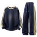 Zestaw w stylu retro: bluza i spodnie dresowe – klasyczny sweter z 3 paskami w blokach kolorów i pasujące spodnie sportowe dla mężczyzn, odzież codzienna i uliczna_voghion.com