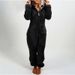 Women's Autumn And Winter Fleece Thickened Fluffy Jumpsuit Home Hooded Bear Pajamas_voghion.com