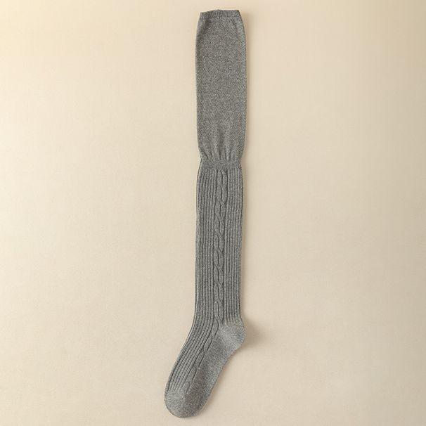 Calzini a trecce a righe in maglia, stile sfilata, Miu Primavera e Autunno 2025, da donna, sopra il ginocchio, alti fino alla coscia_voghion.com