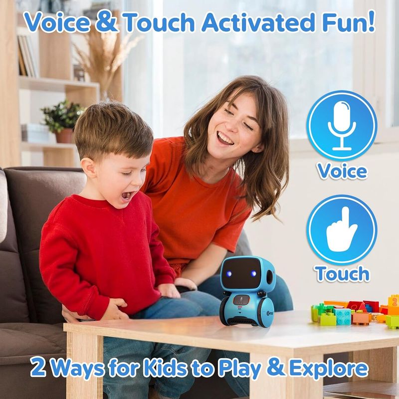 Contixo R1 Kids Robot Toy, Blue Interactive Smart Robots With Voice Control Talking Dancing Learning Touch Sensor_voghion.com