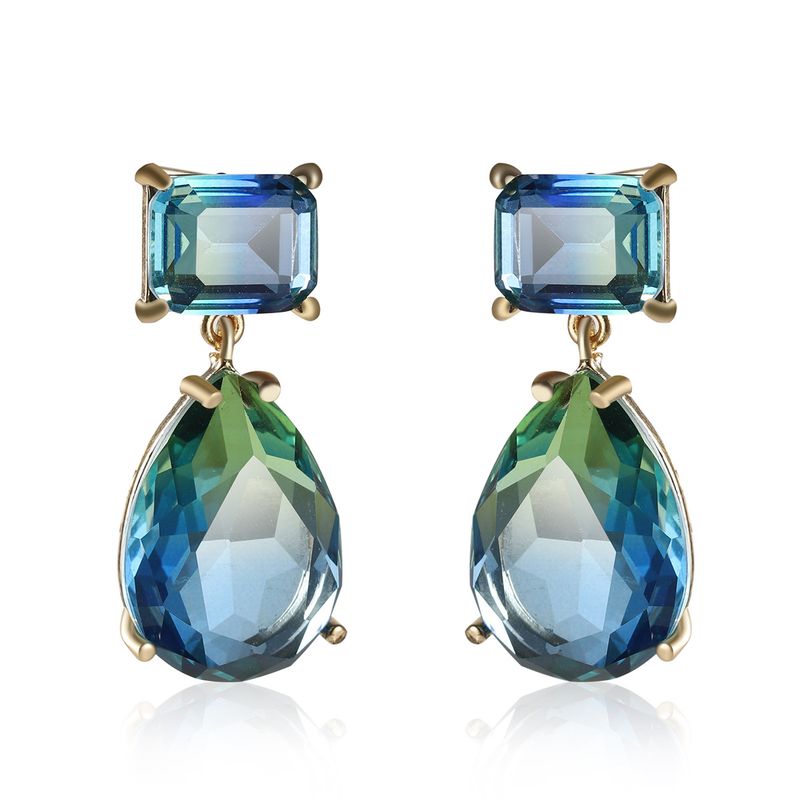 1 paio di orecchini pendenti da donna in cristallo artificiale geometrico alla moda, placcati in rame e placcati in oro_voghion.com