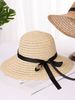 Cappello da spiaggia pieghevole alla moda per donna, tesa larga, ombreggiatura, protezione solare, fiocco estivo, 1_voghion.com