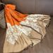 Temperament Color Matching Flower Long Orange Khaki Print Spring and Autumn Versatile Summer Sunscreen Simulated Silk_voghion.com