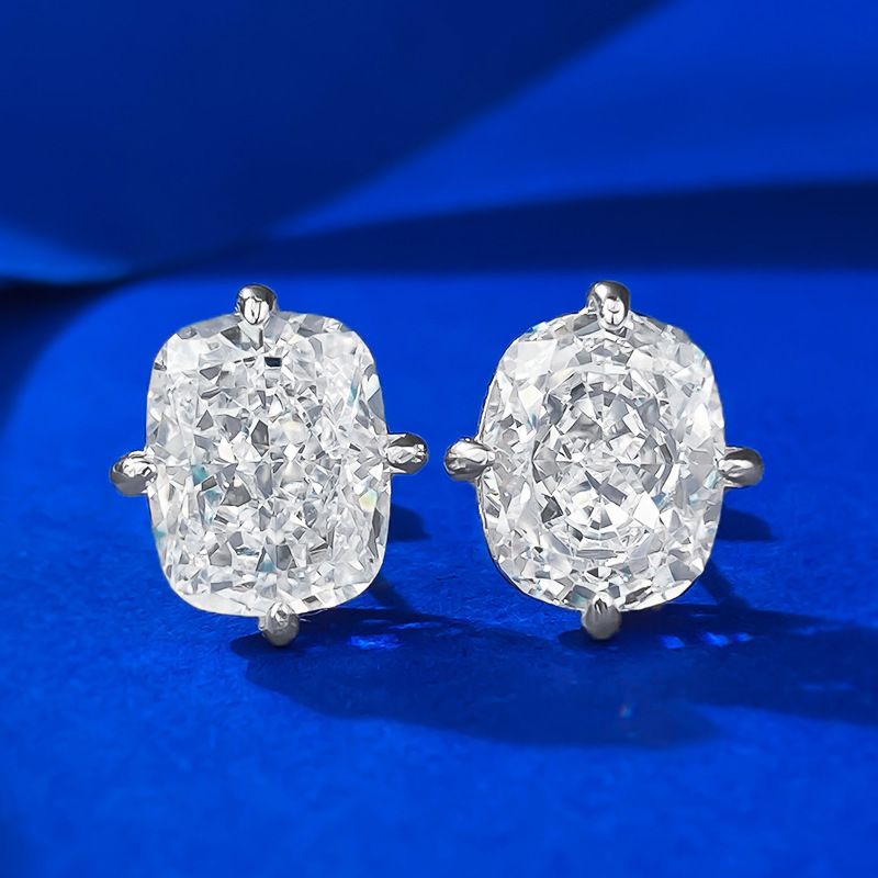 Orecchini da donna in argento S925 con diamanti ad alto tenore di carbonio, 8*10, taglio quadrato, zirconi, semplici_voghion.com