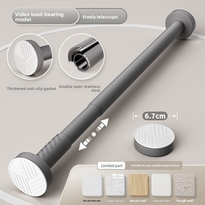 No-Drill Telescopic Shower Home Bedroom Curtain Balcony Wardrobe Stainless Steel Hanging Drying Clothes Magic Rod_voghion.com