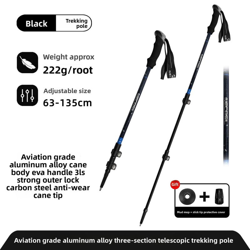 Newcastle Aluminum Alloy Trekking Pole Three-Section Telescopic External Lock Multi-Functional Lightweight Portable_voghion.com