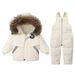 Winter-Daunenjacken-Set für Kinder – Kapuzen-Steppjacke + abnehmbare Latzhose (1-3 Jahre, 80-100 cm) in zarten Pastelltönen_voghion.com