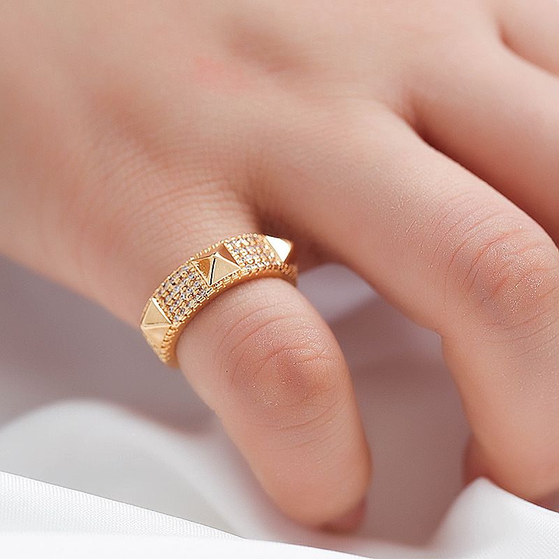 Armreifen Nagelarmband Kupfer eingelegter Zirkon Einfaches Paararmband Männer und Frauen Stil Vergoldet Nicht verblassender Trend_voghion.com