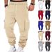 Men's Cargo Pants With Multi-Pockets Drawstring Casual Jogger Pants Loose Fit Comfortable Trousers For Outdoor Work Travel_voghion.com